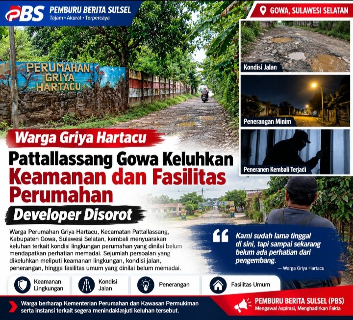 Warga Griya Hartacu Pattallassang Gowa Keluhkan Keamanan dan Fasilitas Perumahan, Developer Disorot