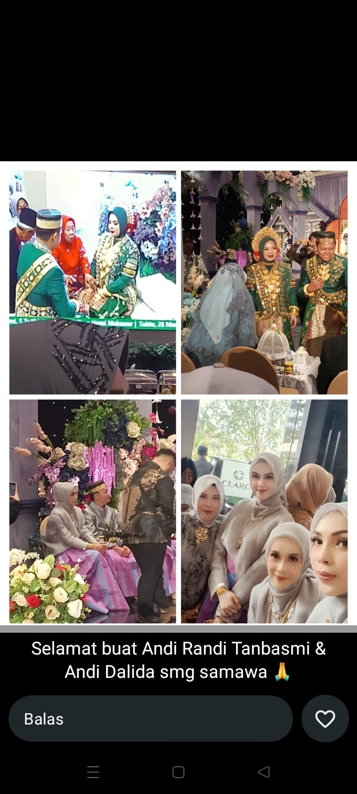 Pernikahan Andi Randi tanbasmi dan Andi dalida berlangsung khidmat dan penuh kebahagiaan