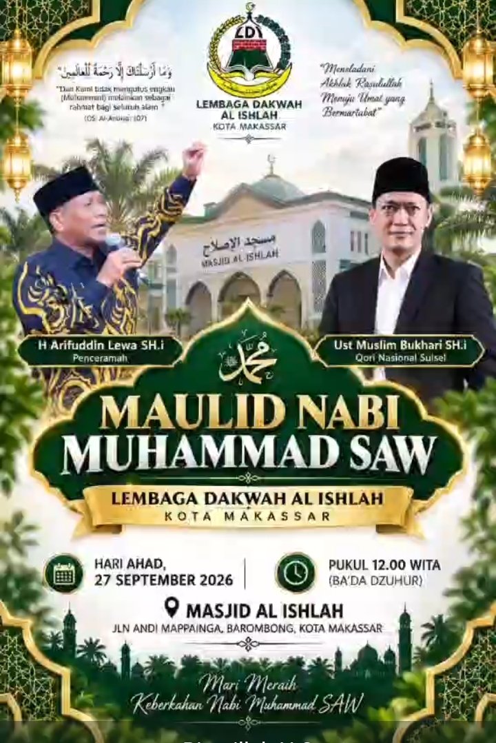 Maulid Nabi Muhammad SAW Digelar Lembaga Dakwah Al Ishlah Kota Makassar