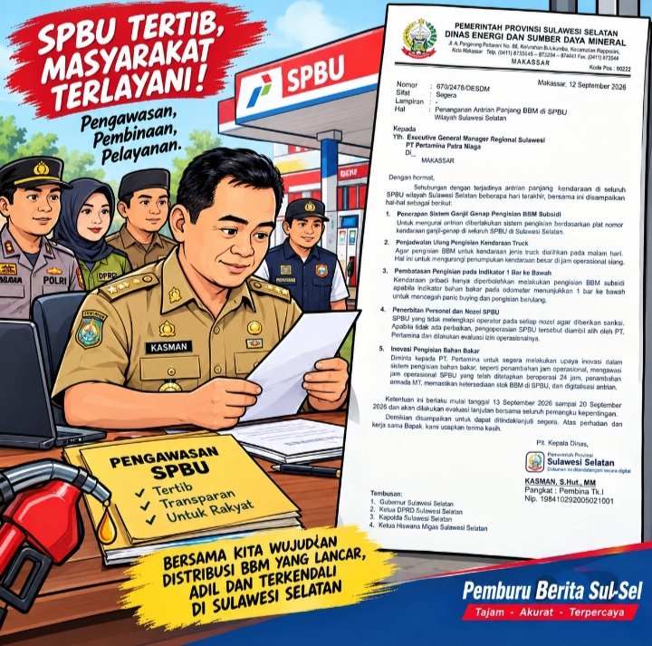 Atasi Antrean Panjang BBM, Pemprov Sulsel Minta Pertamina Terapkan Sistem Ganjil Genap hingga Penertiban SPBU