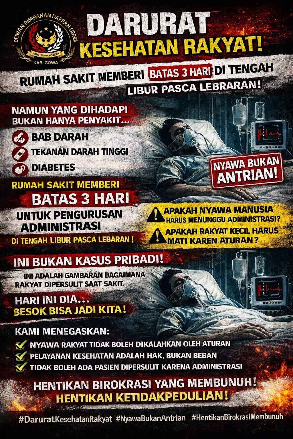 Darurat kesehatan Rakyat:Pasien Terkendala BPJS Tidak Aktif Di RSUD syehk yusuf Gowa